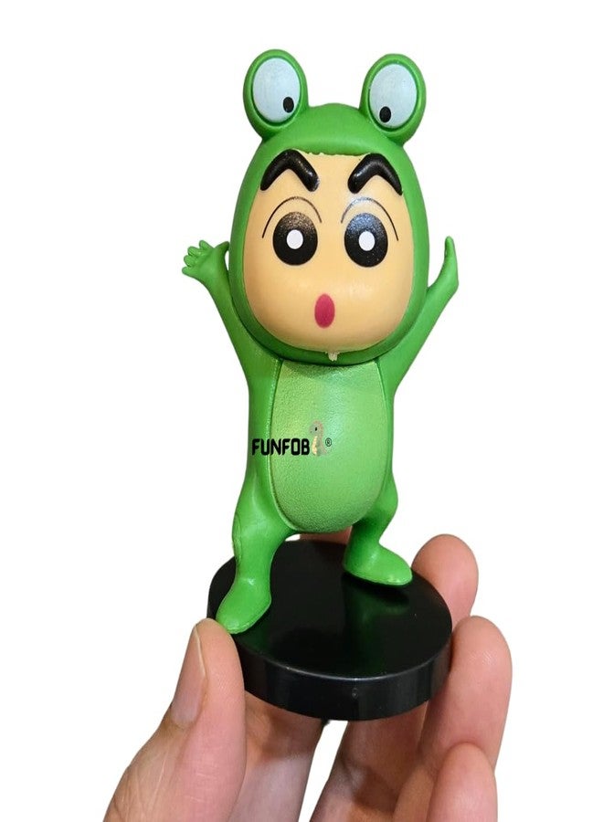 FUNFOB Shinchan Action Figure Height -8cm | Shin chan Figurine Cartoon Figures Toys for Boys & Girls PVC Multicolour | Green Frog Dress - Image 1